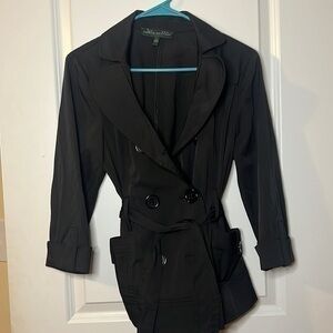 COPY - Harve Benard black pea coat with tie and pockets